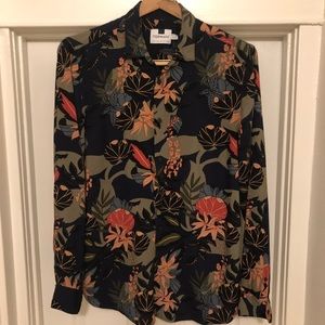 Topman Floral Print Long Sleeve Shirt